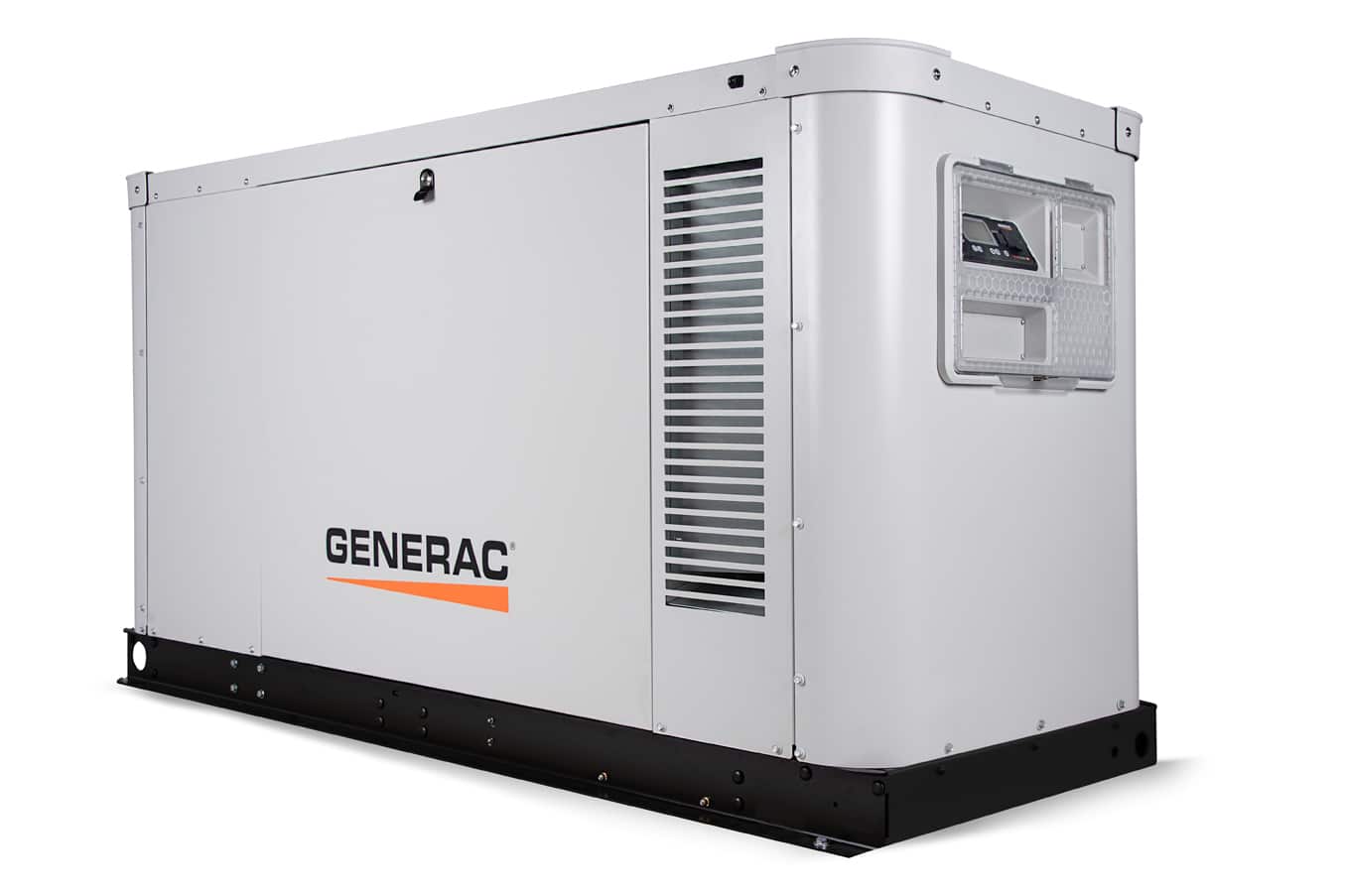 A white generator with a black base.